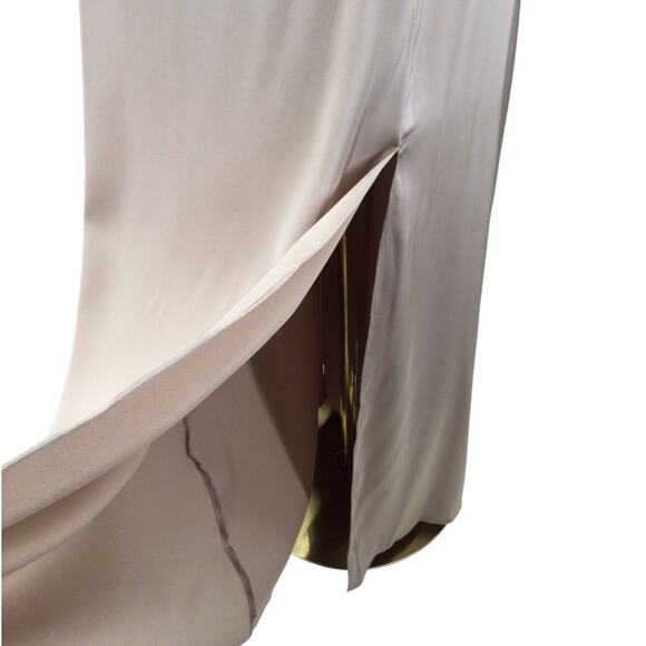 AW BRIDAL 10 L taupe Sahib satin wedding bridesmaid party maxi dress NEW B55 - Picture 6 of 10